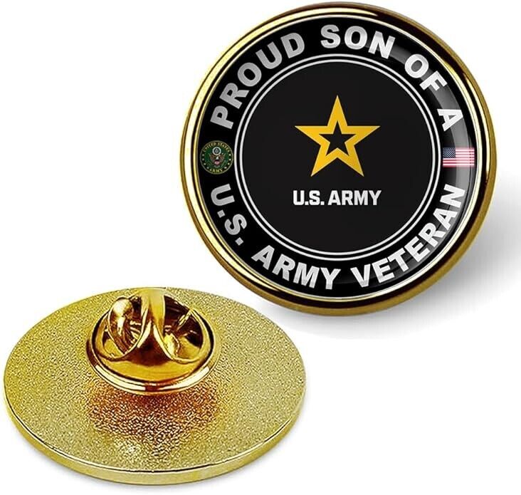 Proud Son of a United States Army Veteran Tie Suit Shirt Lapel Pin - Gold