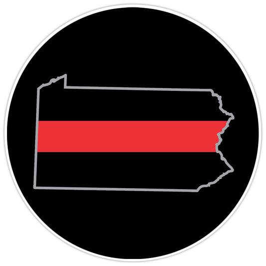 Thin Red Line Pennsylvania Firefighter First Responder Bumper Sticker Decal 5"