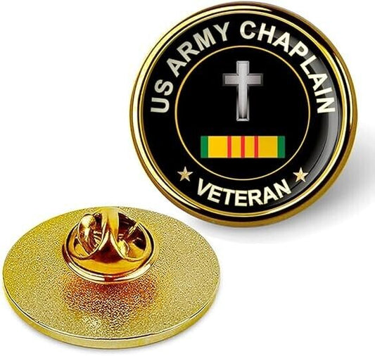 US Army Chaplain Veteran Tie Suit Shirt Lapel Pin - Gold