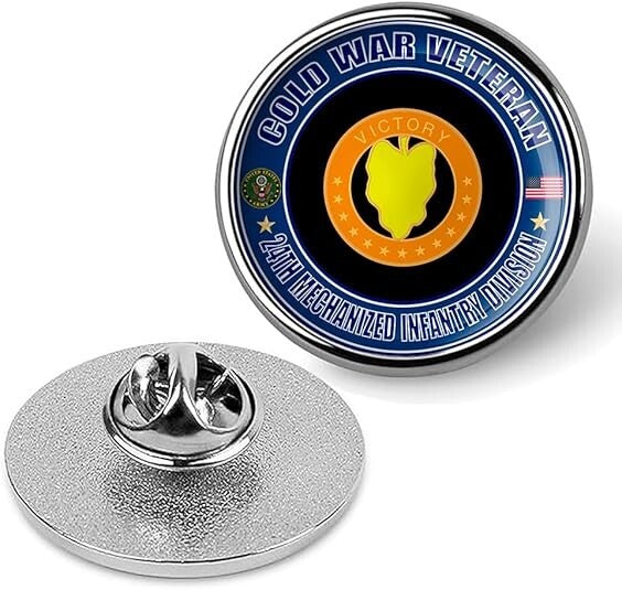 Cold War Veteran 24th Mechanized Infantry Division Tie Suit Lapel Pin - Silver