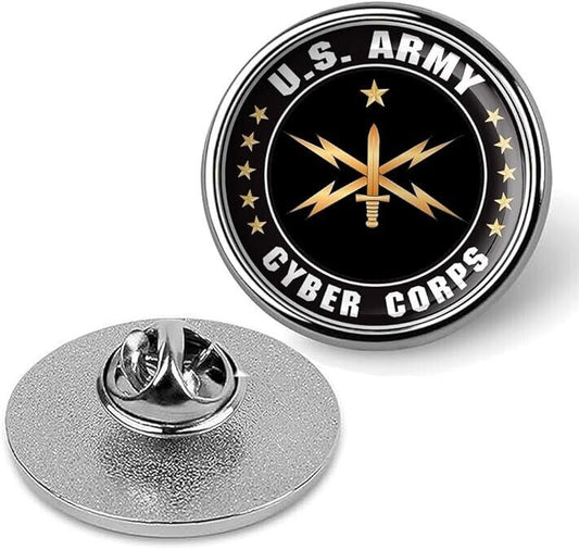 U.S. Army Cyber Corps Lapel Pin Veteran Tie Suit Shirt Pinback-Silver