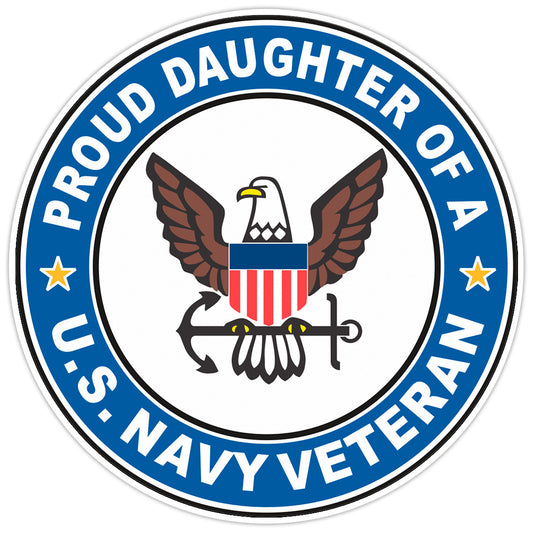 U.S. Navy Veteran Proud Daughter Bumper Sticker Military Vinyl Soldier Decal 5"
