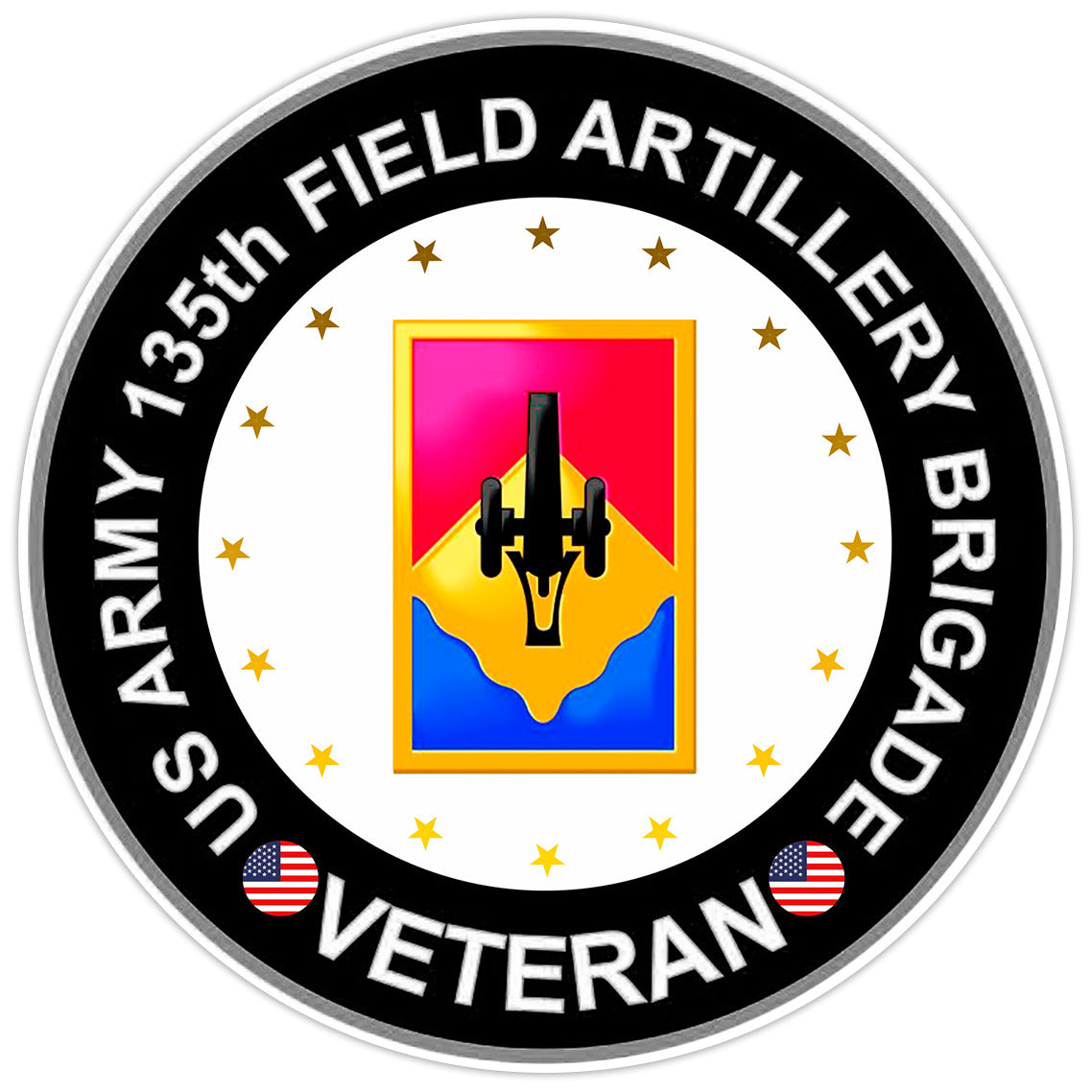 US Army 135th Field Artillery Veteran Bumper Sticker Military Vinyl Decal 5"