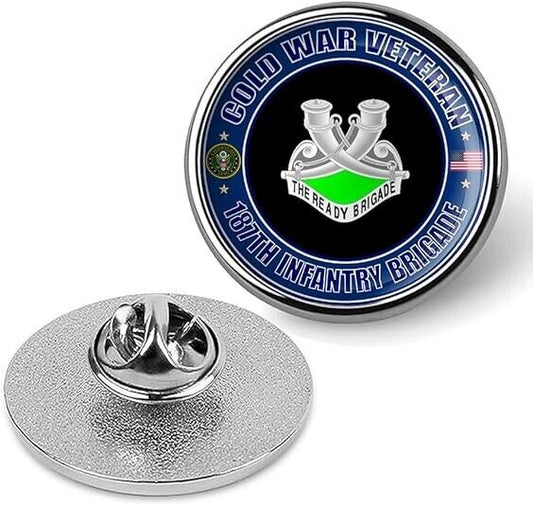 Cold War Veteran 187th Infantry Brigade Tie Suit Shirt Lapel Pin - Silver
