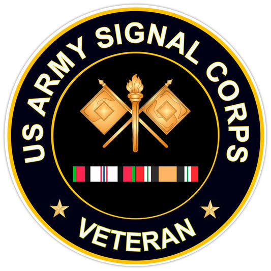 US Army Signal Corps Veteran Bumper Sticker Military Vinyl Soldier Decal 5"