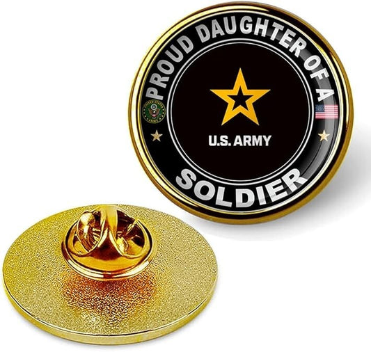 Proud Daughter Of A Soldier Tie Suit Shirt Lapel Pin - Gold