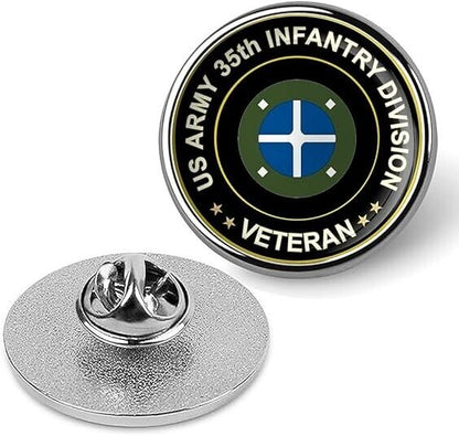 US Army 35th Infantry Division Veteran Tie Suit Shirt Lapel Pin - Silver