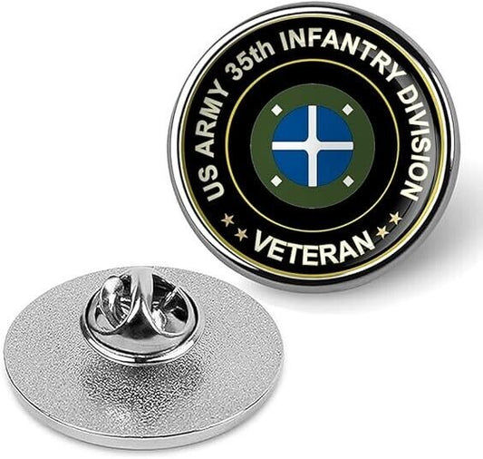 US Army 35th Infantry Division Veteran Tie Suit Shirt Lapel Pin - Silver