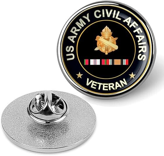US Army Civil Affairs Veteran Tie Suit Shirt Lapel Pin - Silver