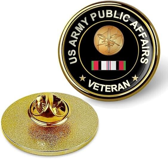 US Army Public Affairs Veteran Tie Suit Shirt Lapel Pin - Gold