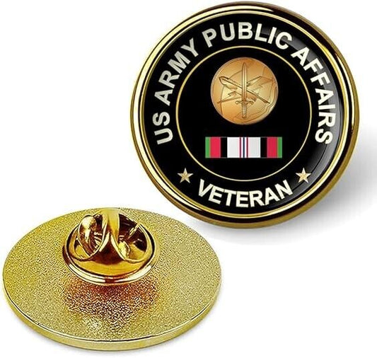 US Army Public Affairs Veteran Tie Suit Shirt Lapel Pin - Gold