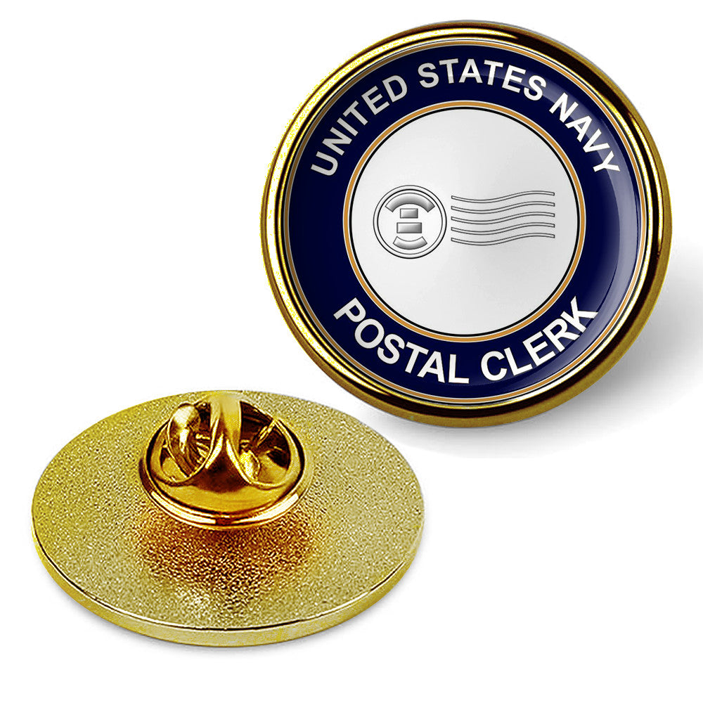 U.S. Navy Postal Clerk Tie Tac, Hat Pin, Military Emblem Lapel Pin - Gold