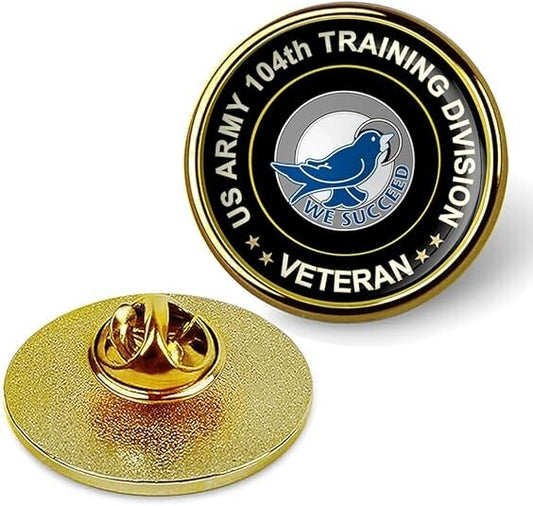 US Army 104th Training Division Veteran Tie Suit Shirt Lapel Pin - Gold