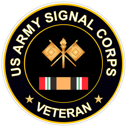 US Army Signal Corps Veteran Bumper Sticker Military Vinyl Soldier Decal 5"