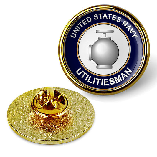 U.S. Navy Utilitiesman UT Tie Tac, Hat Pin, Military Emblem Lapel Pin - Gold