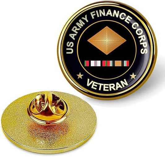 US Army Finance Corps Veteran Tie Suit Shirt Lapel Pin - Gold