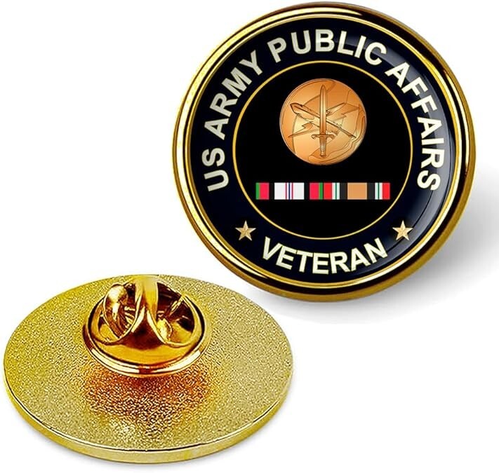 US Army Public Affairs Veteran Tie Suit Shirt Lapel Pin - Gold