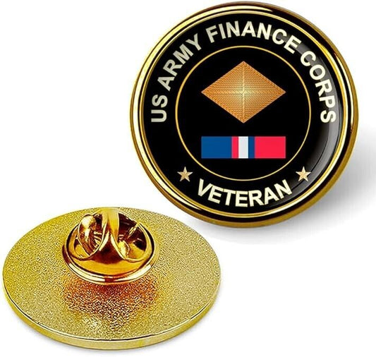 US Army Finance Corps Veteran Tie Suit Shirt Lapel Pin - Gold