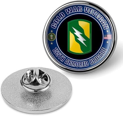 Cold War Veteran 155th Armored Brigade Tie Suit Shirt Lapel Pin - Silver