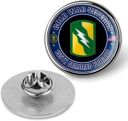 Cold War Veteran 155th Armored Brigade Tie Suit Shirt Lapel Pin - Silver