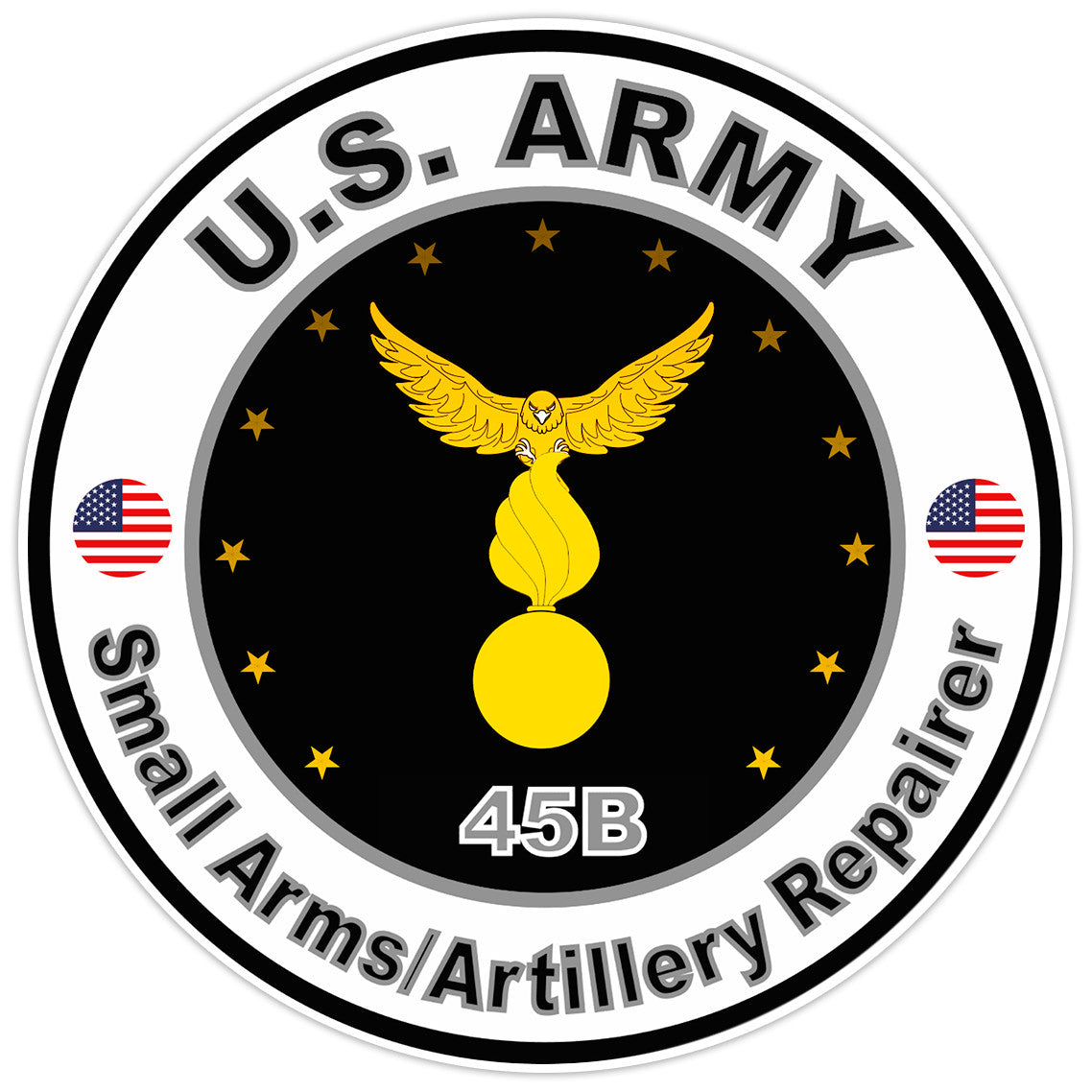 US Army Small Arms/Artillery Repairer Bumper Sticker Military Vinyl Decal 5"
