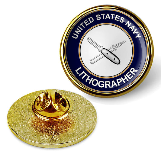 U.S. Navy Lithographer LI Tie Tac, Hat Pin, Military Emblem, Lapel Pin - Gold