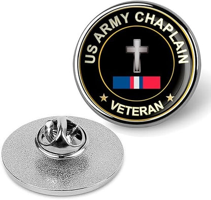 US Army Chaplain Veteran Tie Suit Shirt Lapel Pin - Silver