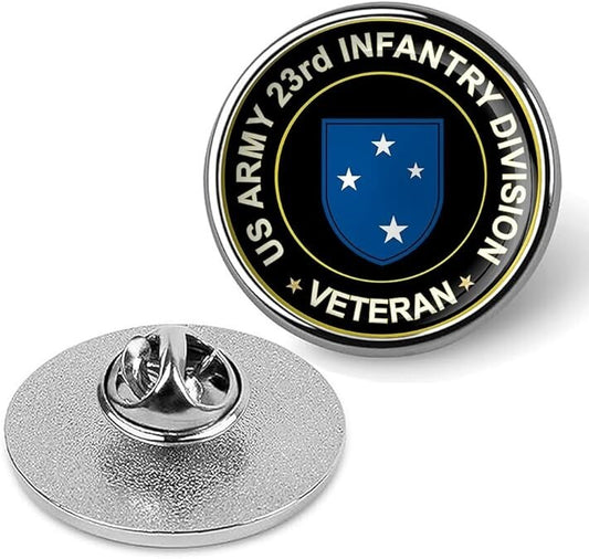 US Army 23rd Infantry Division Veteran Tie Suit Shirt Lapel Pin - Silver