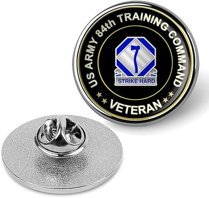 US Army 84th Training Command Veteran Tie Suit Shirt Lapel Pin - Silver