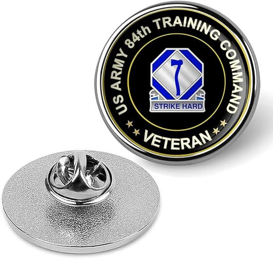 US Army 84th Training Command Veteran Tie Suit Shirt Lapel Pin - Silver