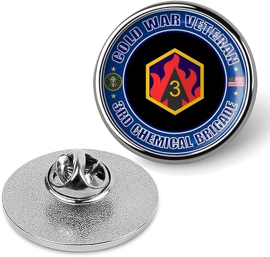Cold War Veteran 3rd Chemical Brigade Tie Suit Shirt Lapel Pin - Silver