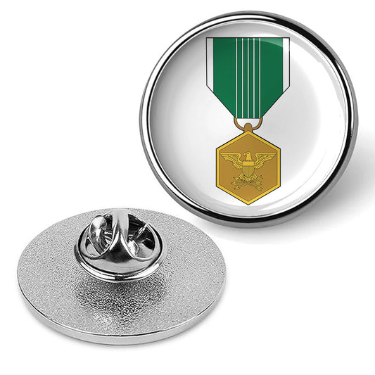 Army Commendation Medal Hat Pin Lapel Tie Tac Badge, Suit Shirt Hat - Silver