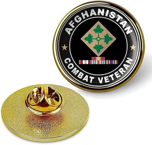 Afghanistan Combat Veteran Tie Suit Shirt Lapel Pin - Gold