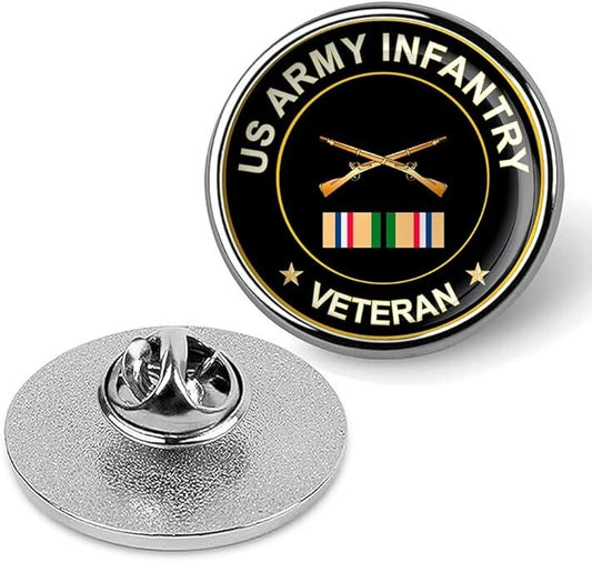 US Army Infantry Veteran Tie Suit Shirt Lapel Pin - Silver