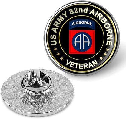 US Army 82nd Airborne Veteran Tie Suit Shirt Lapel Pin - Silver