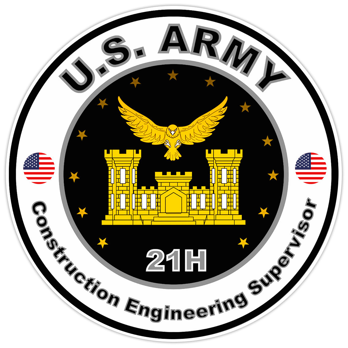 US Army Construction Engineering Supervisor Bumper Sticker Military Decal 5"