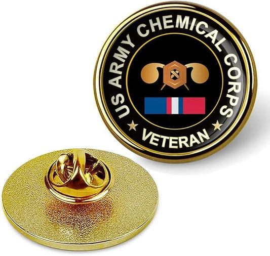 US Army Chemical Corps Veteran Tie Suit Shirt Lapel Pin - Gold