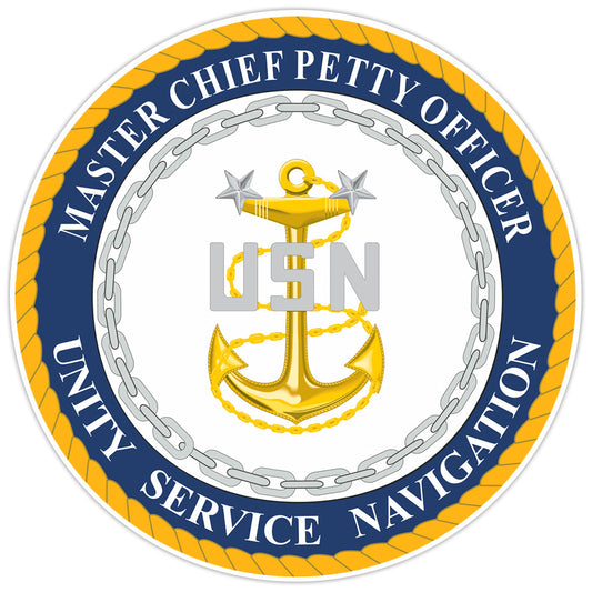 U.S. Navy MCPO "USN" Round Bumper Sticker Military Vinyl Soldier Decal 5"