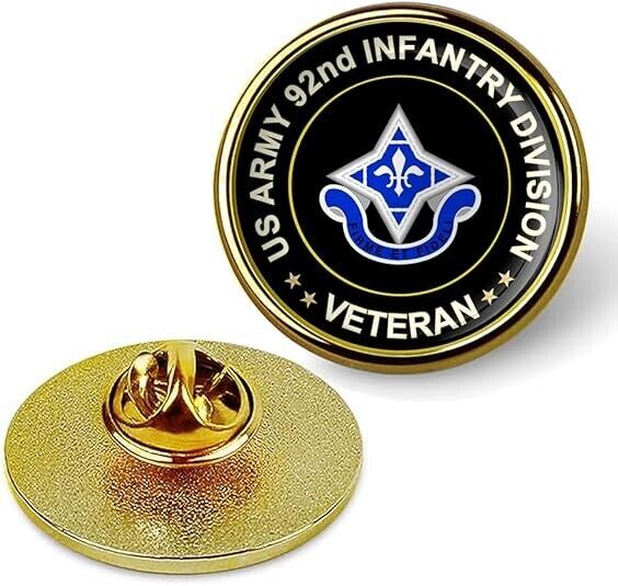 US Army 92nd Infantry Division Veteran Tie Suit Shirt Lapel Pin - Gold