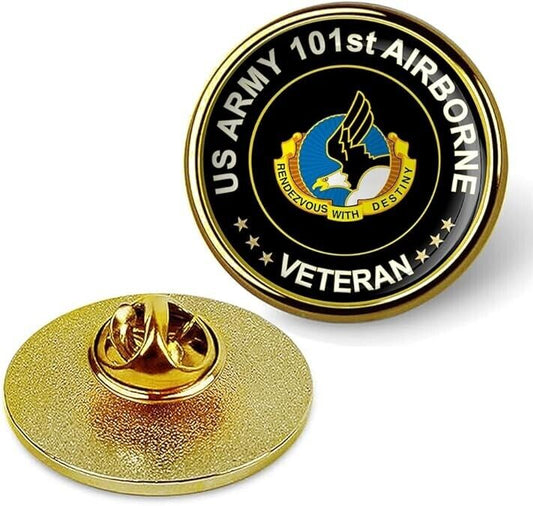 US Army 101st Airborne Veteran Tie Suit Shirt Lapel Pin - Gold