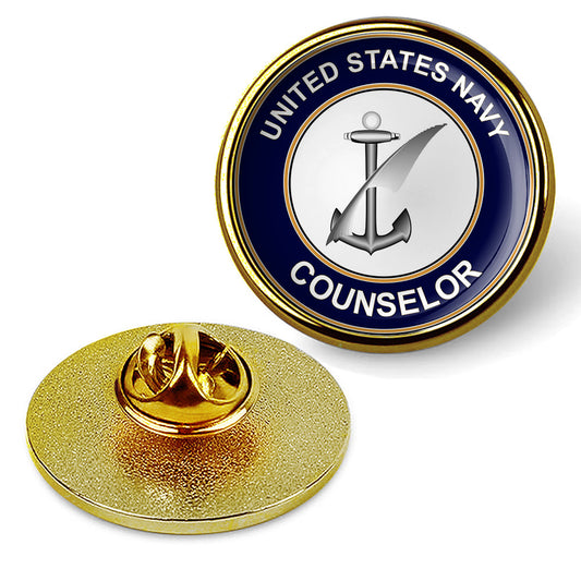 U.S. Navy Counselor Tie Tac, Hat Pin, Badge, Military Emblem Lapel Pin - Gold