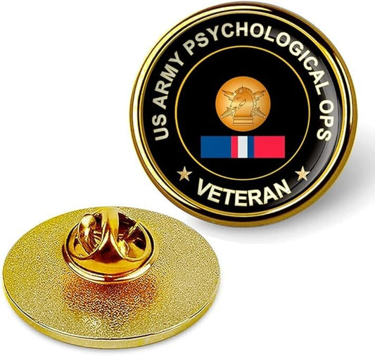 US Army Psychological Ops Veteran Tie Suit Shirt Lapel Pin - Gold