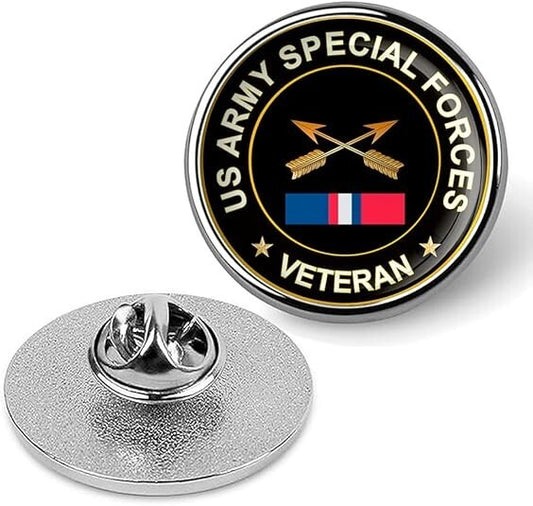 US Army Special Forces Veteran Tie Suit Shirt Lapel Pin - Silver