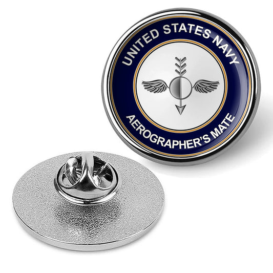 U.S. Navy Aerographers Mate Tie Tac, Hat Pin, Badge, Military Lapel Pin - Silver