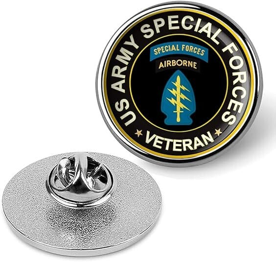 US Army Special Forces Veteran Tie Suit Shirt Lapel Pin - Silver