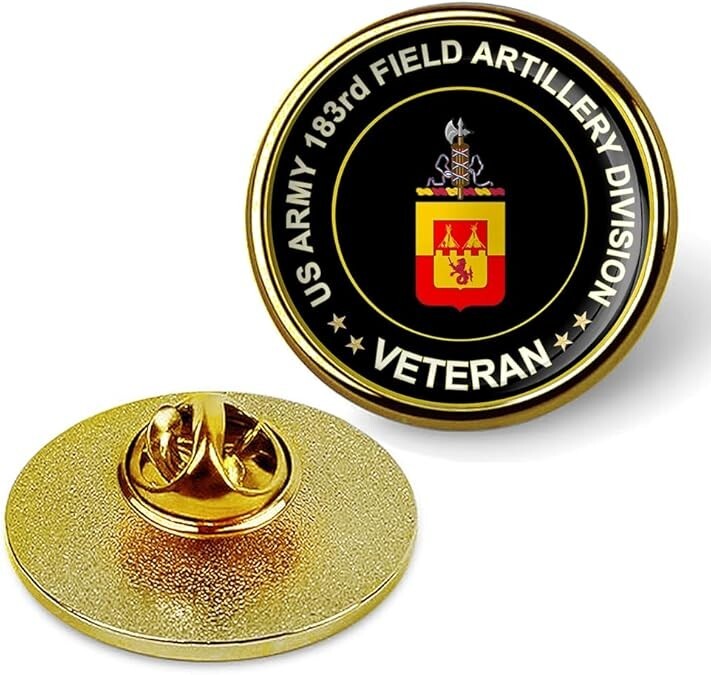 US Army 183rd Field Artillery Division Veteran Tie Suit Shirt Lapel Pin - Gold