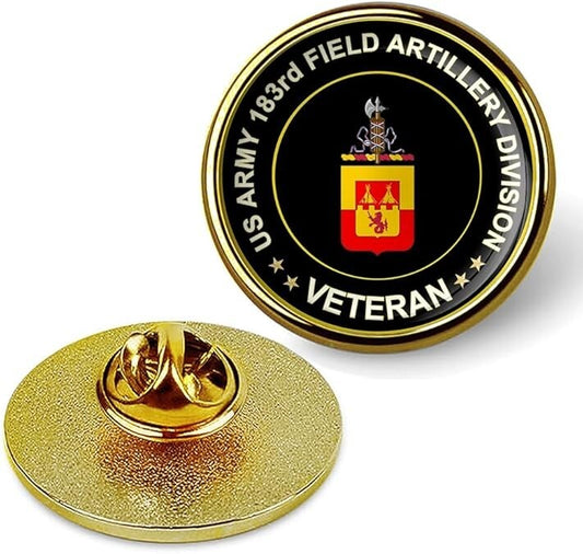 US Army 183rd Field Artillery Division Veteran Tie Suit Shirt Lapel Pin - Gold