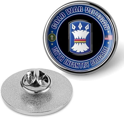 Cold War Veteran 157th Infantry Brigade Tie Suit Shirt Lapel Pin - Silver