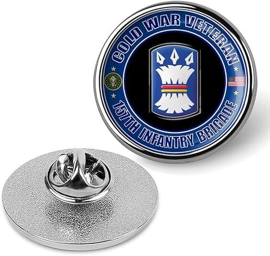 Cold War Veteran 157th Infantry Brigade Tie Suit Shirt Lapel Pin - Silver