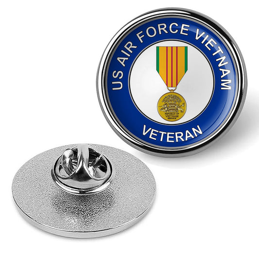 U.S. Air Force Veteran with Vietnam Hat Pin Lapel Tie Tac Suit Shirt -Silver